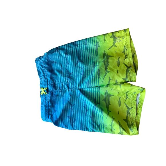 Lot of 3 Boys Large ZeroXposur Ocean Gear Swim Shirt & Trunks Blue Green Shark - Picture 2 of 11